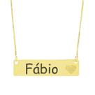 Colar Chapinha Coração Gravação Personalizada Nome Fábio Banhado Ouro 18K - 999006186