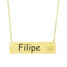 Colar Chapinha Coração Gravação Personalizada Nome Filipe Banhado Ouro 18K - 999006188