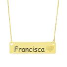 Colar Chapinha Coração Gravação Personalizada Nome Francisca Banhado Ouro 18K - 999006325