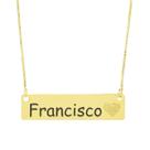 Colar Chapinha Coração Gravação Personalizada Nome Francisco Banhado Ouro 18K - 999006189
