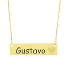 Colar Chapinha Coração Gravação Personalizada Nome Gustavo Banhado Ouro 18K - 999006040