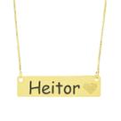 Colar Chapinha Coração Gravação Personalizada Nome Heitor Banhado Ouro 18K - 999006041