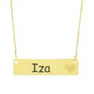 Colar Chapinha Coração Gravação Personalizada Nome Iza Banhado Ouro 18K - 999006362