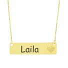 Colar Chapinha Coração Gravação Personalizada Nome Laila Banhado Ouro 18K - 999006404
