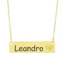 Colar Chapinha Coração Gravação Personalizada Nome Leandro Banhado Ouro 18K - 999006201