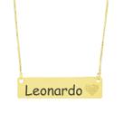Colar Chapinha Coração Gravação Personalizada Nome Leonardo Banhado Ouro 18K - 999006203 Colar Chapinha Coração Gravação Personalizada Nome Leonardo Banhado Ouro 18K - 999006203