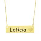 Colar Chapinha Coração Gravação Personalizada Nome Letícia Banhado Ouro 18K - 999006409