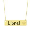 Colar Chapinha Coração Gravação Personalizada Nome Lionel Banhado Ouro 18K - 999006206