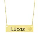 Colar Chapinha Coração Gravação Personalizada Nome Lucas Banhado Ouro 18K - 999006075