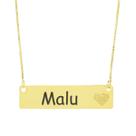Colar Chapinha Coração Gravação Personalizada Nome Malu Banhado Ouro 18K - 999006419 Colar Chapinha Coração Gravação Personalizada Nome Malu Banhado Ouro 18K - 999006419
