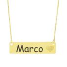 Colar Chapinha Coração Gravação Personalizada Nome Marco Banhado Ouro 18K - 999006084