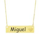 Colar Chapinha Coração Gravação Personalizada Nome Miguel Banhado Ouro 18K - 999006091 Colar Chapinha Coração Gravação Personalizada Nome Miguel Banhado Ouro 18K - 999006091