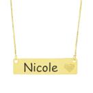 Colar Chapinha Coração Gravação Personalizada Nome Nicole Banhado Ouro 18K - 999006445