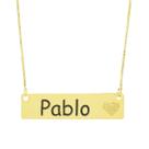Colar Chapinha Coração Gravação Personalizada Nome Pablo Banhado Ouro 18K - 999006102