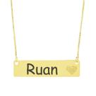 Colar Chapinha Coração Gravação Personalizada Nome Ruan Banhado Ouro 18K - 999006120