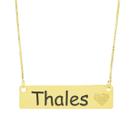 Colar Chapinha Coração Gravação Personalizada Nome Thales Banhado Ouro 18K - 999006124