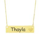 Colar Chapinha Coração Gravação Personalizada Nome Thayla Banhado Ouro 18K - 999006473