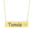 Colar Chapinha Coração Gravação Personalizada Nome Tomás Banhado Ouro 18K - 999006218
