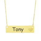 Colar Chapinha Coração Gravação Personalizada Nome Tony Banhado Ouro 18K - 999006219