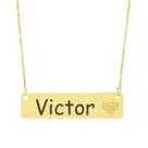 Colar Chapinha Coração Gravação Personalizada Nome Victor Banhado Ouro 18K - 999006128