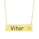 Colar Chapinha Coração Gravação Personalizada Nome Vitor Banhado Ouro 18K - 999006130