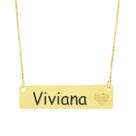 Colar Chapinha Coração Gravação Personalizada Nome Viviana Banhado Ouro 18K - 999006479