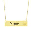 Colar Chapinha Coração Gravação Personalizada Nome Ygor Banhado Ouro 18K - 999006141