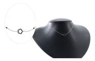 Colar Chocker Pedra Ônix Ponto Delicado Natural Ouro J24286 Prateado
