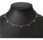 Colar Chocker Pedra Zirconia Colorido F. Ouro 18k Semi Joia -