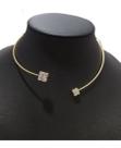 Colar Chocker Pedra Zirconia Quadrado Folheado 18k Rígido