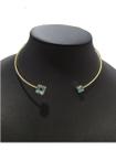 Colar Chocker Pedra Zirconia Quadrado Folheado 18k Rígido