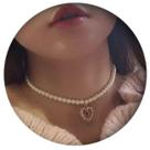 Colar Chocker Pérolas Pingente Coração Gargantilha