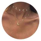 Colar Chocker Trançado Lua Estrelas Feminino Simples Festas Colar Chocker Trançado Lua Estrelas Feminino Simples Festas