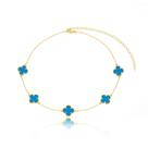 Colar Chocker Trevo Azul - Banhado em Ouro 18k