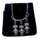 Colar CHOKER AÇO INOX Mamãe Mãe 3 FilhAS MeninAS Canga PRATA