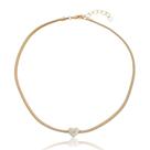 Colar Choker Banhada A Ouro 18k Malha Com Coração
