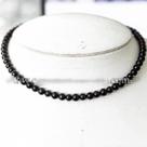 Colar Choker Bolinha 6mm Pedra Obsidiana Negra Rolada 40cm