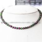 Colar Choker Bolinha 6mm Pedra Rubi na Zoisita Rolada 40cm