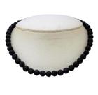 Colar Choker Bolinha 8mm Lava Vulcanica Fosca Rolada 40cm