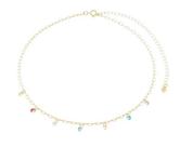 Colar Choker com Zircônias Coloridas Penduradas Banhado em Ouro 18K