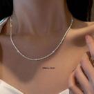 Colar Choker De Cadeia Prateada Brilhante Para Mulheres E Meninas, Joias Para Casamento E Festas