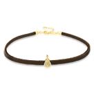 Colar Choker de Couro Marrom Nossa Sra. Aparecida Revestido em Ouro