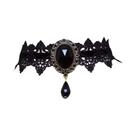 Colar Choker De Renda Preta Gótica Com Cristais Para Mulheres, Joias Vintage Sexy Steampunk