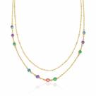 Colar Choker Duplo Colorido Cravejado Zirconia Banhado a Ouro 18k