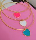 Colar Choker Elo Aro com Pingente Coração Liso Folheado Ouro 18k Tendência Moda Blogueira 2023