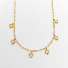 Colar Choker Elos com Coração de Vidro Banhado a Ouro 18k