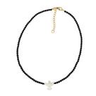 Colar Choker Espinélio Negro Banho Ouro 18K Espírito Santo Madrepérola
