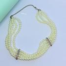 Colar Choker Feminino 4 voltas pérolas Branco Gargantilha 4 fileiras Mix Pérola com pedras Zircônias folheado prata