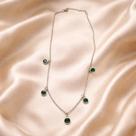 Colar CHOKER FEMININO AÇO INOX 5 PONTO LUZ VERDE Zircônia