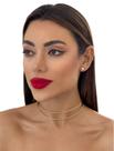 Colar Choker Feminino Aro Liso Dois Fios Folheado A Ouro 18k